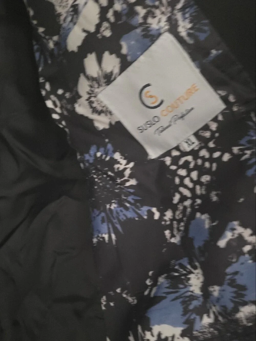 Classic Black Men's Blazer with Blue Floral Lining